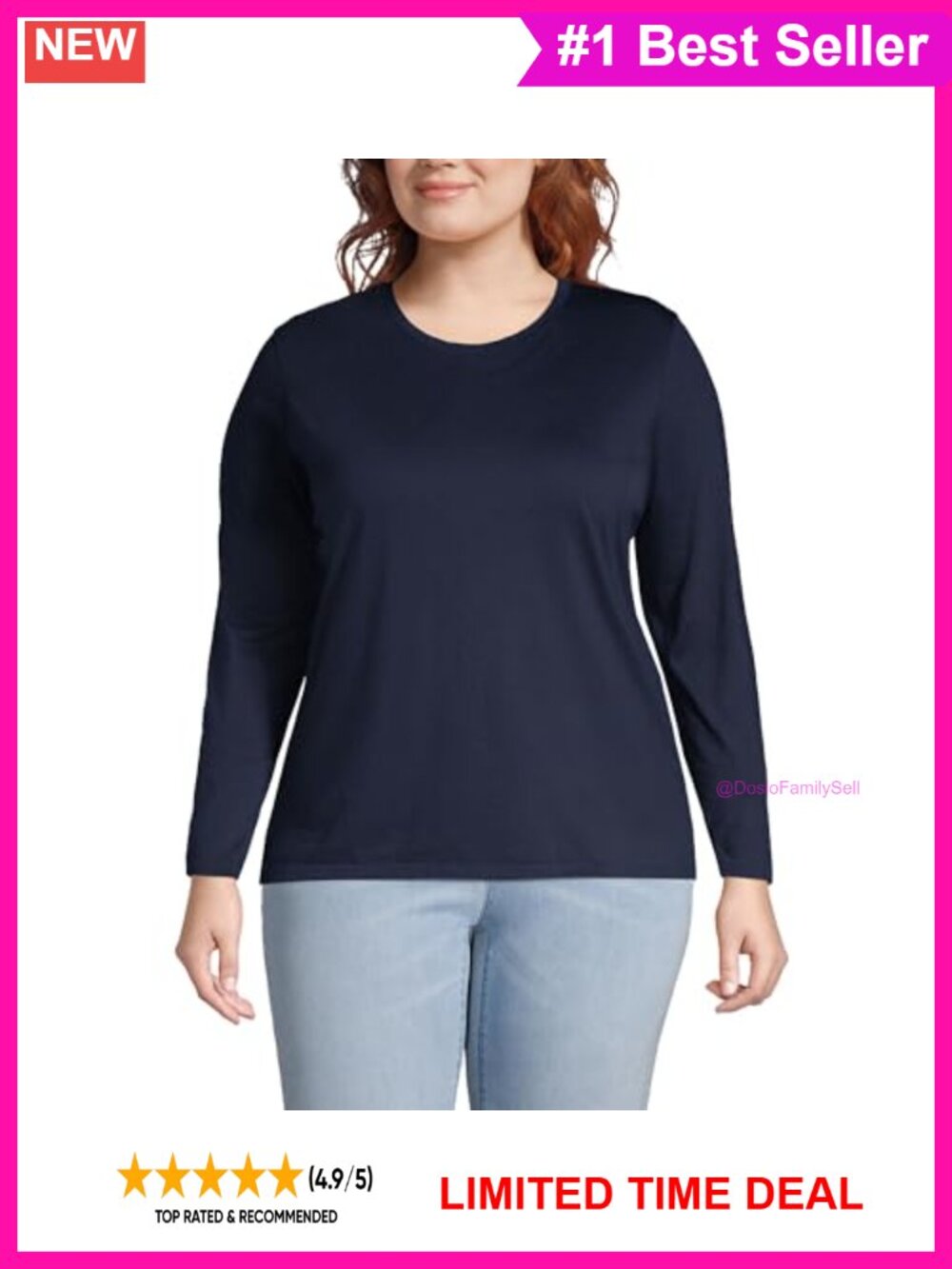 Supima Cotton Long Sleeve Crew Neck Tee Relaxed Fit Tagless
